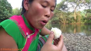 Primitive technology  Survival skills find food and cooking in bamboo  Eating delicious [upl. by Akkire580]