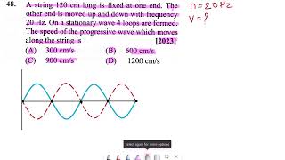 48A string 120 cm long is fixed at one end The other end is moved up and down with frequency 20 Hz [upl. by Notsuj133]