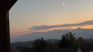 a little frost on the mountain autumn colors and a crescent moon [upl. by Eydie987]