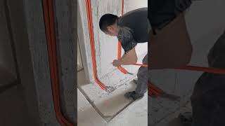 Installation of wiring conduit in rough room [upl. by Wat]