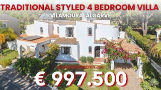 AlgarvePropertycom  Traditional style 4 bedroom villa with golf views next to Vilamoura [upl. by Kcirde]