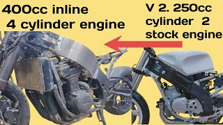 250cc 2 stock bike ka engine Nikal kr 400cc inline 4 cylinder engine lagya [upl. by Eimilb308]