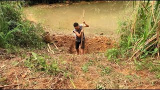 Primitive Technology Drainage Tunnel Part 1 [upl. by Ynattib]