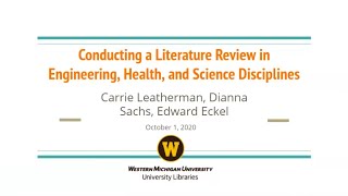 Conducting a Literature Review in Engineering Health and Science Disciplines [upl. by Ponton106]