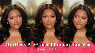 Effortless Pre Cut Everyday Wig Install  PRE Curled  Plucked  Beginner Friendly  Asteria Hair [upl. by Jacquenetta898]