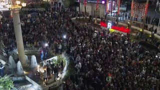 Protests in Ramallah after an explosion at a hospital in Gaza killed hundreds of people [upl. by Yajnas]