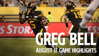 PLAYER HIGHLIGHTS  Greg Bell  Hamilton TigerCats vs Edmonton Elks 170824 [upl. by Ynaffet]