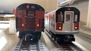 MTH Subway MTA NYCT 4Car Redbird R21 2 Express Train and 5Car R142A 4 Express Train Action [upl. by Fredette]