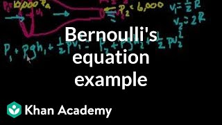 Bernoullis example problem  Fluids  Physics  Khan Academy [upl. by Ermin290]