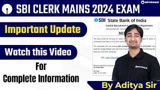 SBI Clerk Mains 2024 Exam Date Change Update  SBI Clerk Mains 2024  By Aditya Sir [upl. by Miche894]