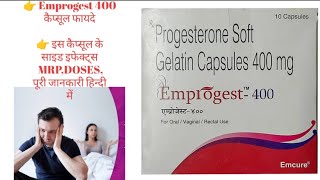 emprogest 400 capsule uses in hindi emprogest 400 tablet uses in hindi  progesterone 400 capsule [upl. by Ydnac963]