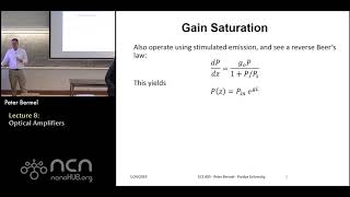 ECE 695FO Fiber Optic Communication Lecture 8 Optical Amplifiers [upl. by Aiza]