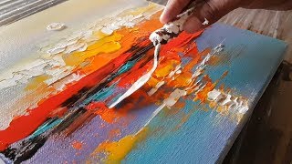 Abstract painting  Abstract landscape 12  Easy in Acrylics  Demonstration [upl. by Aimehs]