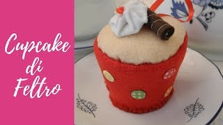 Tutorial Cupcake in feltro e pannolenci felt cupcake engsub [upl. by Atekihc413]