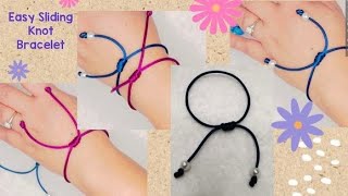 DIY SLIDING KNOT BRACELET  EASY ADJUSTABLE BARREL KNOT [upl. by Akeryt]