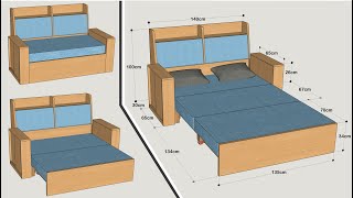 HOW TO MAKE A SOFA BED WITH CABINETS STEP BY STEP [upl. by Gwen236]