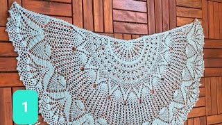 Crochet half circle shawl new design step by step  part 1 [upl. by Irat388]