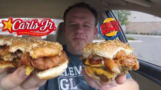 BK vs Carls Jr ☆RODEO KING vs DOUBLE WESTERN BACON CHEESEBURGER☆ Food Review [upl. by Eerised957]