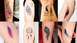 Best feather tattoo designs  Mor pankh tattoo designs on hand [upl. by Enisaj]