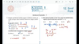 Test1 Çembersel Hareket  Meb Kazanım Kavrama Testi 12 Sınıf  KK1 [upl. by Anaig]