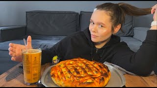 МУКБАНГ ПИРОГ С КУРИЦЕЙ ГРИБАМИ И КАРТОФЕЛЕМ КОФЕ ЛАТТЕ MUKBANG PIE COFFEE LATTE ASMR [upl. by Eberhart]