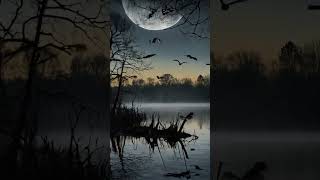 Scary forest and Lakeside darknessloonsound 3danimation aigenerated wolf horrorstories horror [upl. by Eened690]