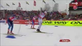 Falun 2015 50 km classic finish  Northug Bauer Olsson [upl. by Kcinemod]