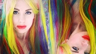 Rainbow Ombre Dip Dye Hair Tutorial  All Dolled Up [upl. by Aneehs]