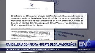 CANCILLERÍA SONBRE SALVADOREÑOS FALLECIDOS [upl. by Ydnic]