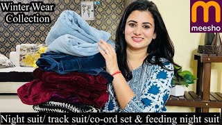 Meesho Winter Wear Haul Starting ₹332 Velvet CoOrd Set Woolen Night Suit Jacket Palazzo Shikha [upl. by Clementis]