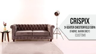 chesterfield sofa Crispix 3 Seater Chesterfield Sofa Fabric Warm Grey [upl. by Vasti]