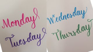 Days of the week calligraphy  Brush Lettering calligraphy lettering [upl. by Inalem]