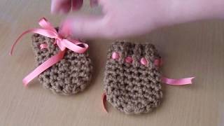 como hacer guantes manoplas tejidos a crochet para bebe [upl. by Mchail873]