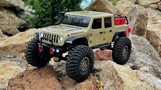 Axial SCX24 124 Jeep Gladiator at my 110 rock trail [upl. by Ycnay]