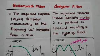 Comparison of Butterworth Filter and Chebyshev Filter  Analog Filter Design  DTSP  DSP [upl. by Anoel]