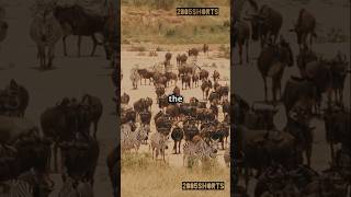 Witness the Epic Great Migration🦓🦁🦒🤯🤯 facts africandesert interestingfacts migration shorts [upl. by Nogam]