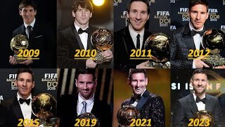 TODOS LOS BALONES DE ORO DE LIONEL MESSI🔥 messi [upl. by Derwin]