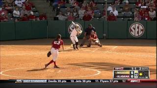 04062013 Missouri vs Alabama Softball Highlights [upl. by Menendez]