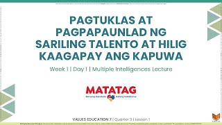 Values Education 7  Q3W1D1  Pagtuklas at Pagpapaunlad ng Sariling Talento at Hilig MI Lecture [upl. by Any]