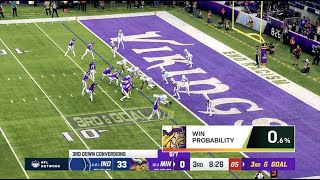 Win Probabilities of the Minnesota Vikings Largest Comeback in NFL history  Next Gen Stats [upl. by Ardnossac]