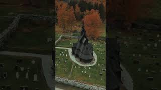 Borgund stavkirke Lærdal Norway🇳🇴😎 norway drone djimini4pro travel [upl. by Ymor]