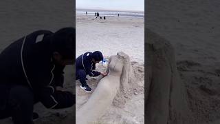 Sand statue sand girl sandstatue sandartistry sandartartists sanddrawing sand [upl. by Keary]