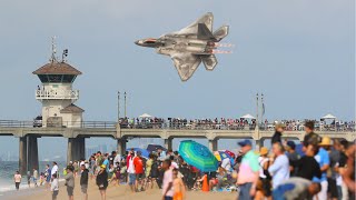 USAF F22 RAPTOR FREEFALL AT HUNTINGTON BEACH AIRSHOW 2023  4K [upl. by Sleinad385]