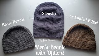 Crochet Pattern Tutorial Mens Basic Beanie with Options [upl. by Willet583]