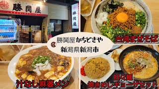 『ラーメン』新潟県民オススメ！！新潟県新潟市の勝鬨屋かちどきや オススメのメニューを頂きました！ラーメン 勝鬨屋 担々麺 焼きめし 麻婆 新潟市 台湾まぜそば [upl. by Lehcsreh]