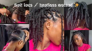 Soft Locs  Knotless method  on myself hair tutorial  details parting [upl. by Ovatsug]