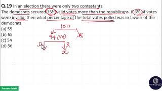 In an election there were only two contestants The democrats secured 35 valid votes more than the [upl. by Nayr]