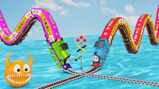 Train Thomas amp Friends 踏切 Railroad Crossing Animation Railgadi  Kereta api  Tren Video Fumikiri [upl. by Cumine]