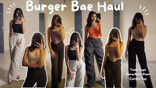 TRENDY Burger Bae Haul  Parachute Pant  Rhinestone  Corset Top  TryOn Haul burgerbae haul [upl. by Ailee]