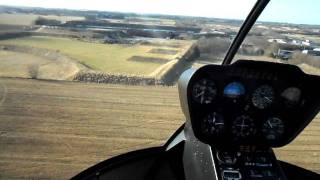 Robinson R44 Helicopter landing on grass field [upl. by Esoranna775]